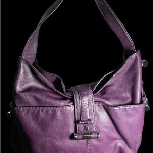 Mk Michael Kors Hinge HOBO  Purple Leather Women's SHOULDERBAG
